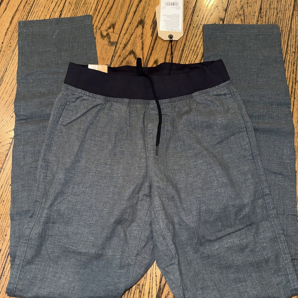 PrAna Vaha Straight Pant Grey Blue Men's XS 34" Pull On Stretch Hemp Blend